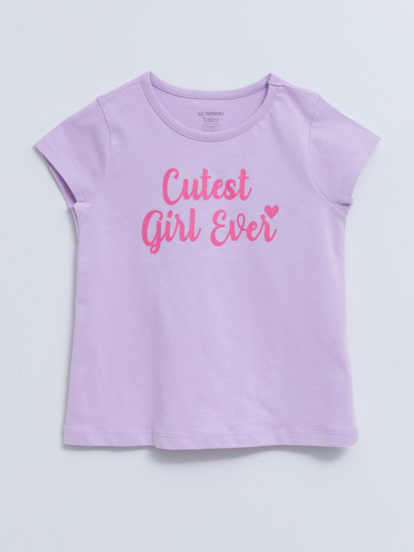 LCW baby Crew Neck Short Sleeve Printed Baby Girls' T-Shirt