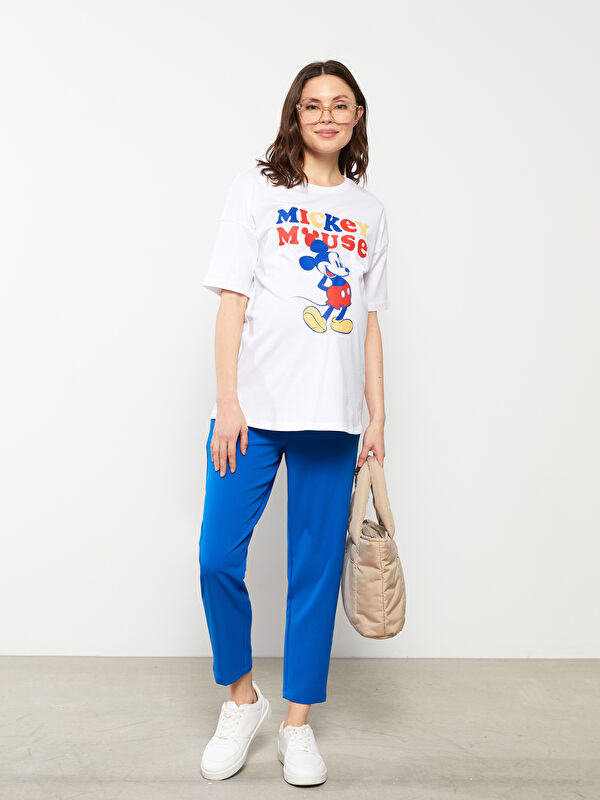 LCWAIKIKI Maternity Crew Neck Mickey Mouse Printed Short Sleeve Cotton Maternity T-Shirt