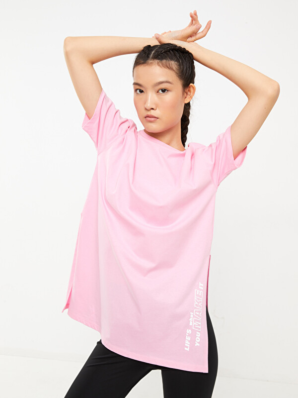 XSIDE Crew Neck Letter Printed Short Sleeve Cotton Women's T-Shirt