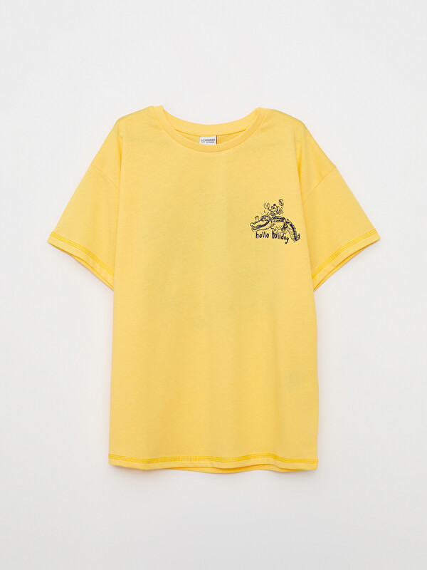 LCW Kids Crew Neck Printed Short Sleeve Cotton Boy T-shirt