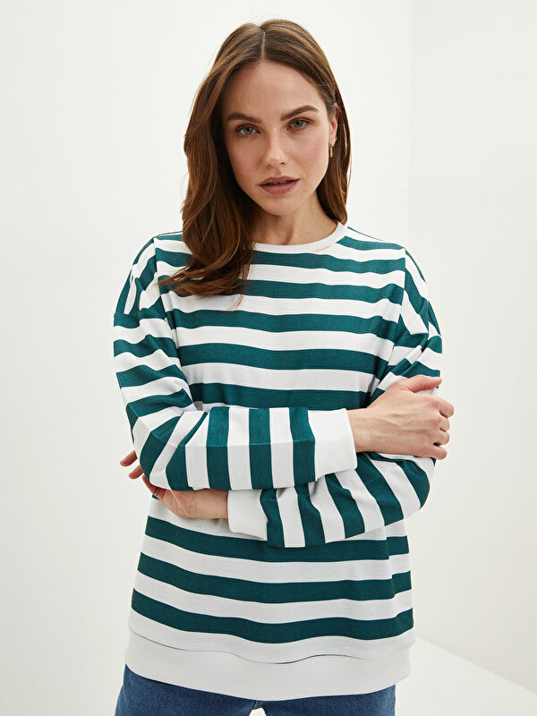 LCW EVERYDAY Crew Neck Striped Long Sleeve Women's Sweatshirt