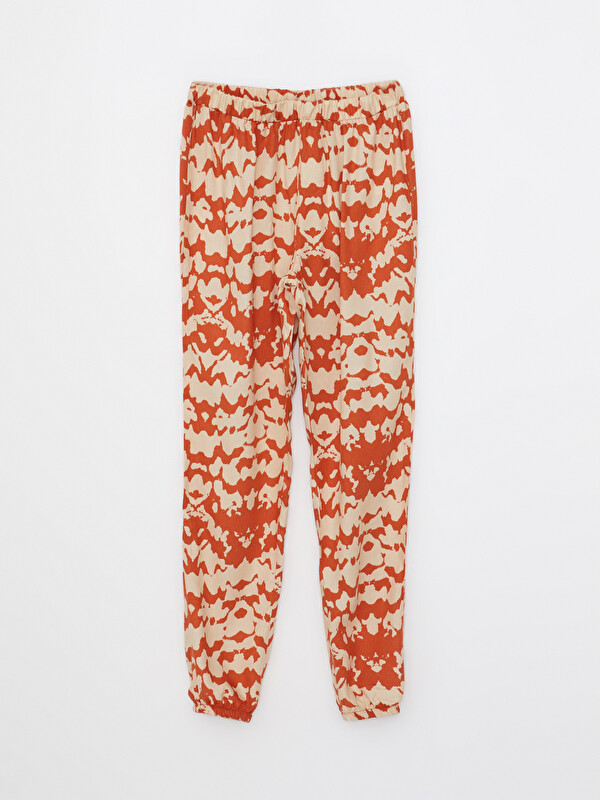 LCW Kids Elastic Waist Patterned Viscose Girl Trousers