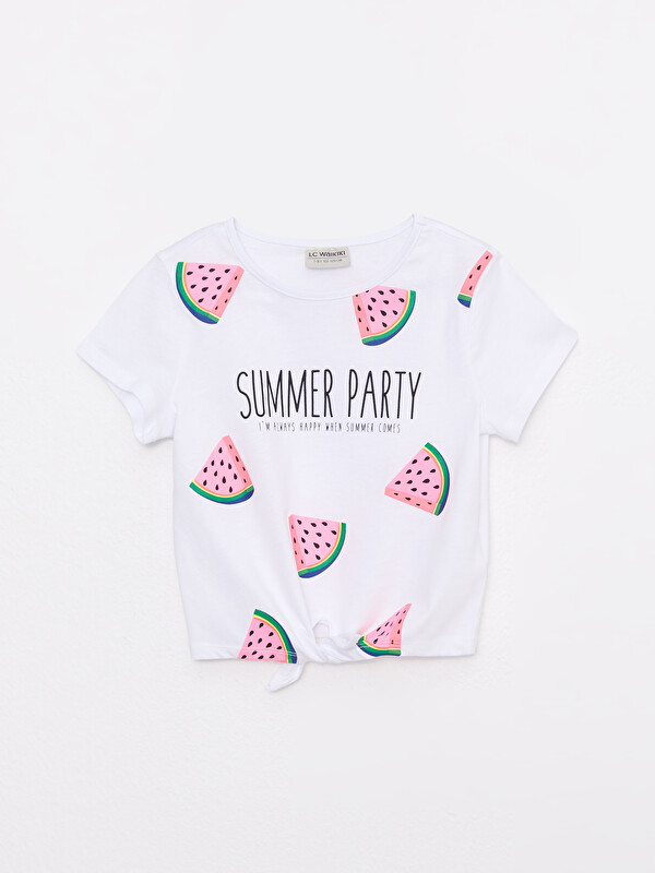 LCW Kids Crew Neck Printed Short Sleeve Cotton Girl T-shirt