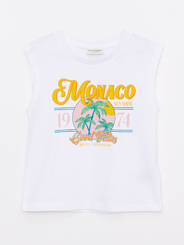 LCW Kids T-shirt Fille en Coton Imprimé à Col Rond