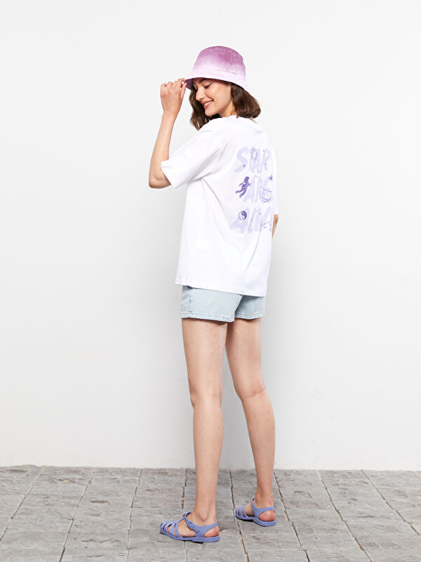 LCW Vision Crew Neck Patterned Short Sleeve Cotton Women's T-Shirt