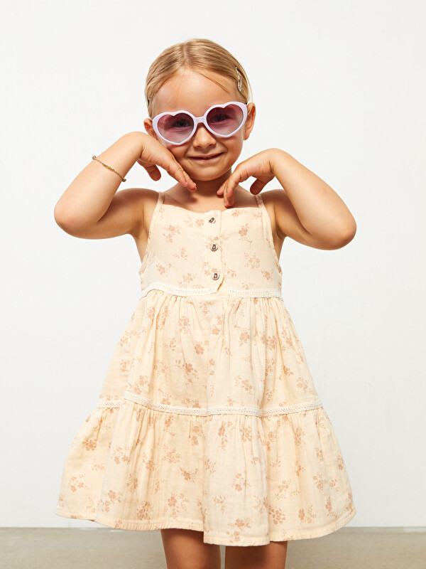 LCW baby Square Collar Sleeveless Printed Baby Girls' Dress
