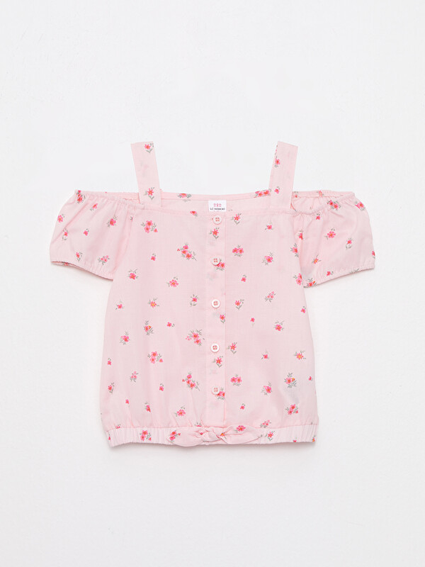 LCW baby Boat Neck Boat Collar Short Sleeve Printed Baby Girl Blouse