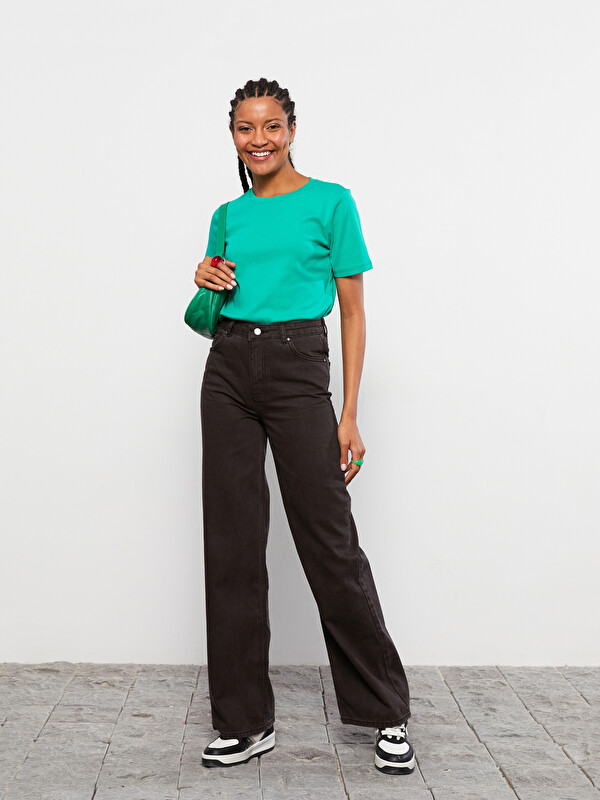 LCW Vision Crew Neck Straight Short Sleeve Cotton Women's T-Shirt