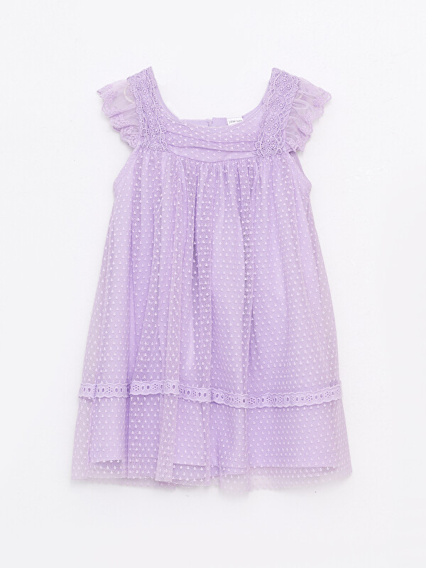 LCW baby Kare Yaka Askılı Kız Bebek Elbise