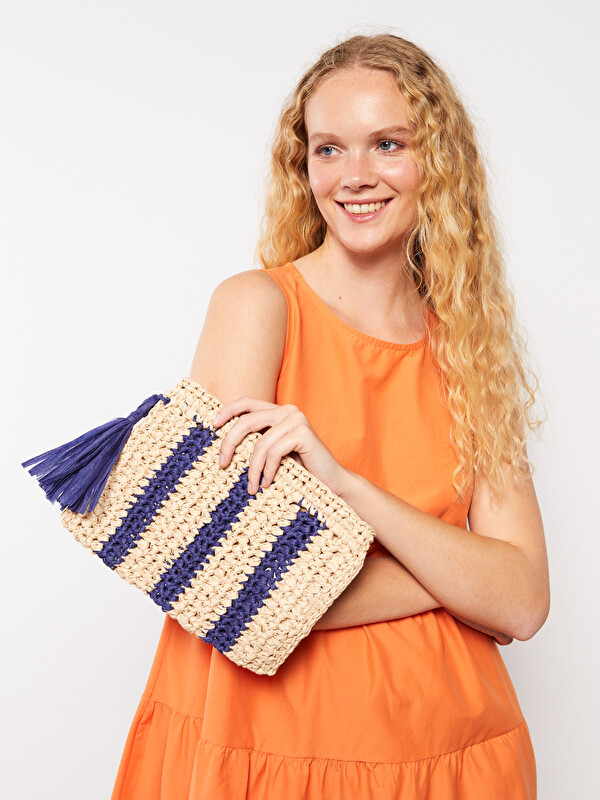 LCW ACCESSORIES Straw Tassel Detailed Women's Handbag