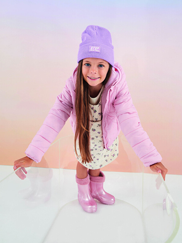 LCW Kids Капюшонды негізгі ұзын жеңді қыздарға арналған пуховик
