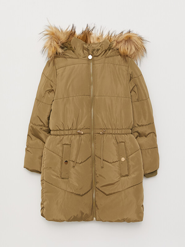LCW Kids Капюшонды қыздар пальтосы