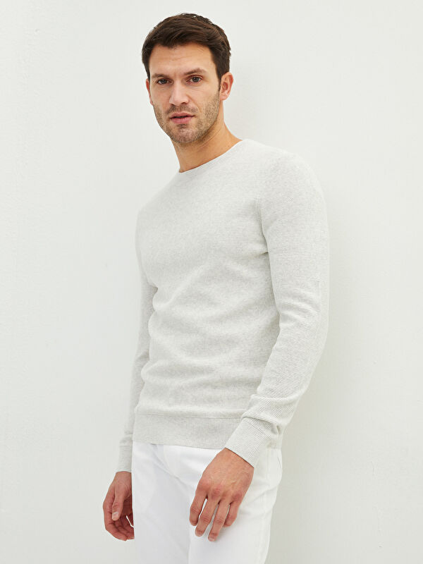 LCWAIKIKI Basic Crew Neck Long Sleeve Men's Tricot Sweater