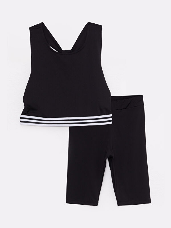 LCW Kids U Neck Basic Girl Bustier and Tights