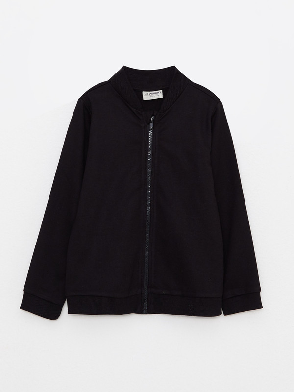 LCW Kids College Collar Basic Long Sleeve Girls' Zip-Up Sweatshirt