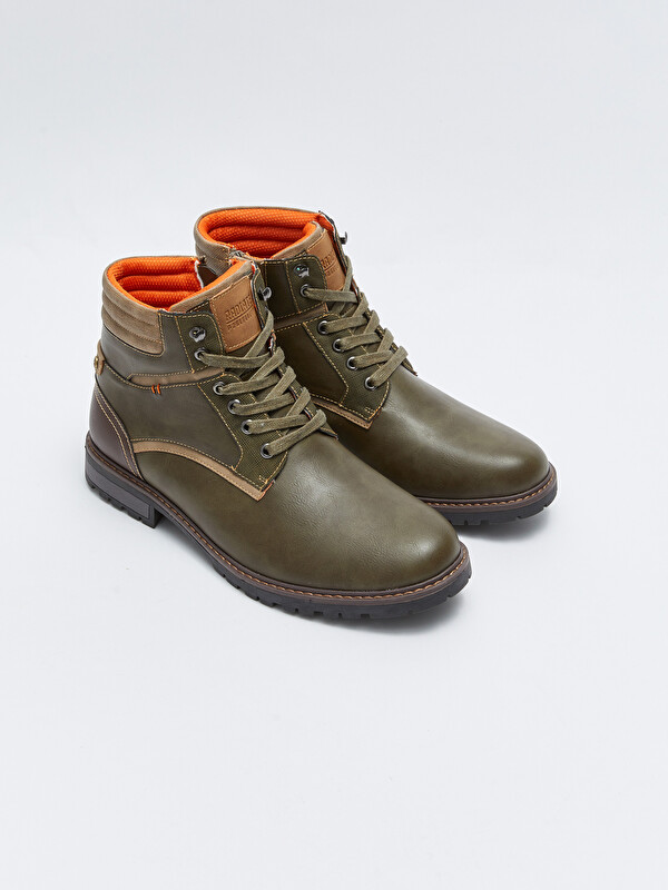 LCW STEPS Leather Look Lace-up Ankle-Length Men's Boots