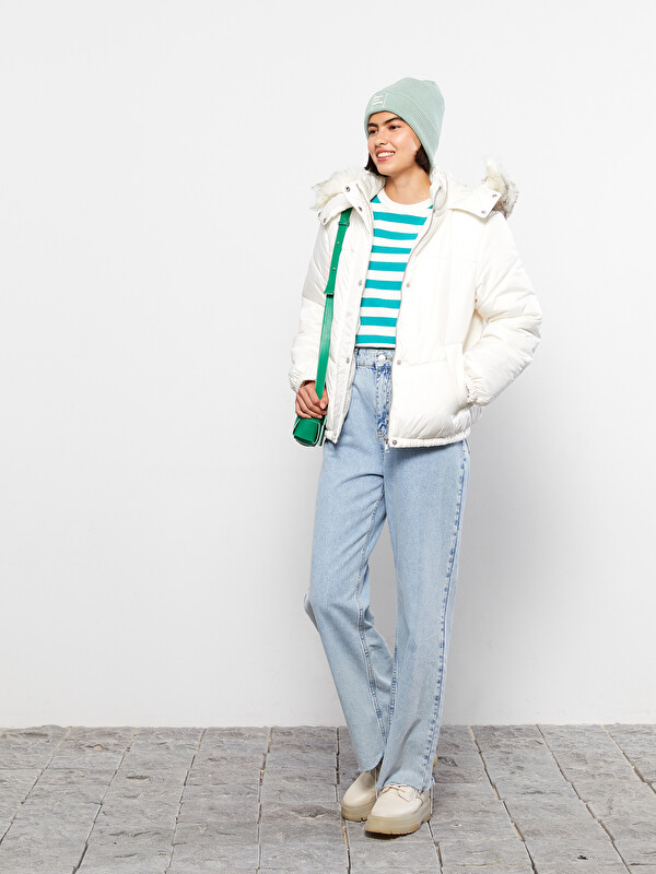 LCW Vision Women's Hooded Plain Puffer Coat
