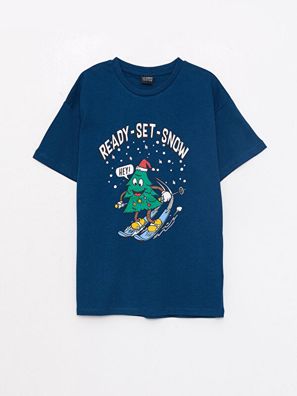 LCW Kids Crew Neck New Year Themed Short Sleeve Cotton Boy T-shirt