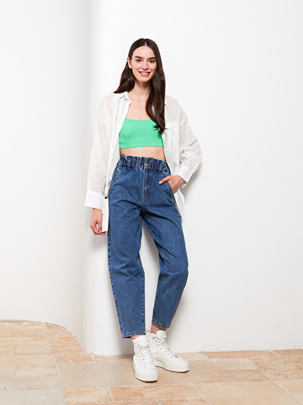 LCW Jeans High Waist Slouchy Straight Pocket Detailed Women's Rodeo Jeans