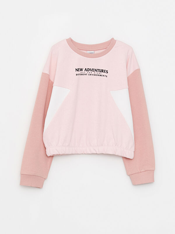 LCW Kids Crew Neck Printed Long Sleeve Girls' Sweatshirt and