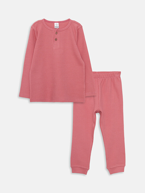 LCW baby Set de Pijama Basic pentru Fete Bebeluși cu Mânecă Lungă și Guler Rotund