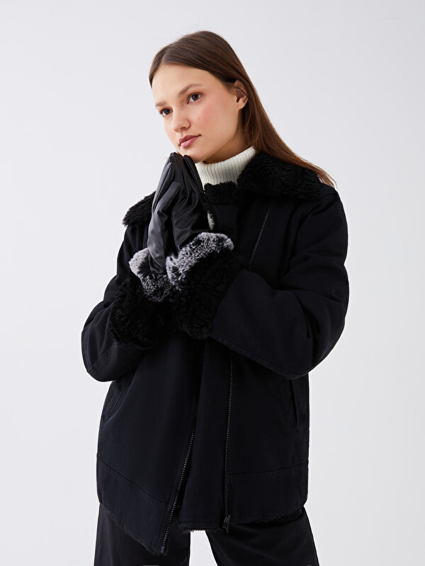 LCW ACCESSORIES Әйелдерге арналған жасанды былғары және жүнмен безендірілген қолғаптар
