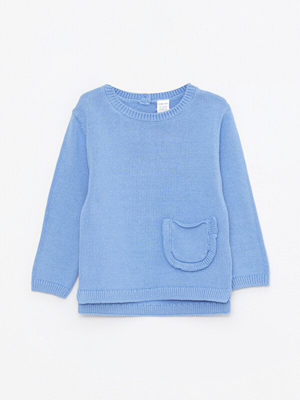 LCW baby Crew Neck Long Sleeve Basic Baby Girl Tricot Sweater