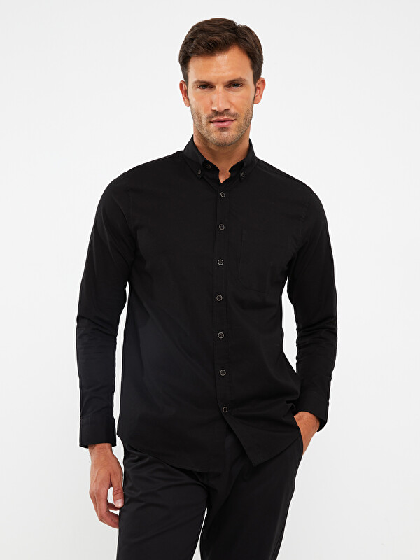 LCWAIKIKI Basic Regular Fit Uzun Kollu Poplin Erkek Gömlek