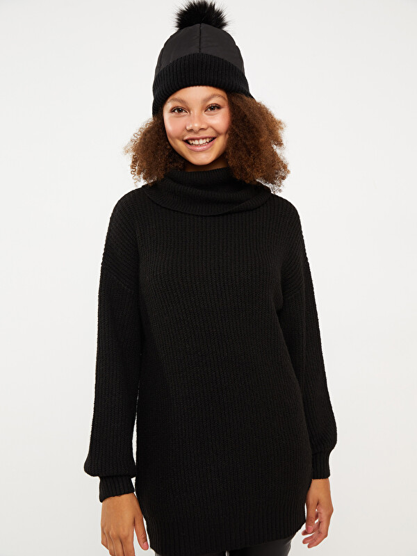 LCW Vision Tunique en Tricot à Col Roulé Uni à Manches Longues pour Femmes