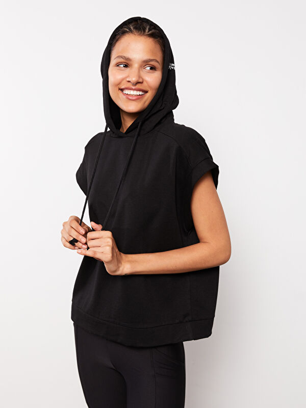 LCW SPORT Hooded Printed Short Sleeve Women's Sports T-Shirt