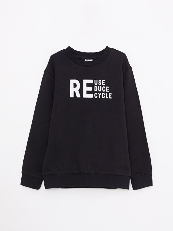 LCW ECO Crew Neck Printed Long Sleeve Boys' Sweatshirt