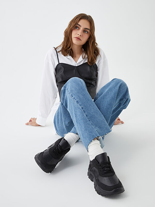 Bağcıklı Kalın Taban Kadın Aktif Spor Ayakkabı - Görsel 3