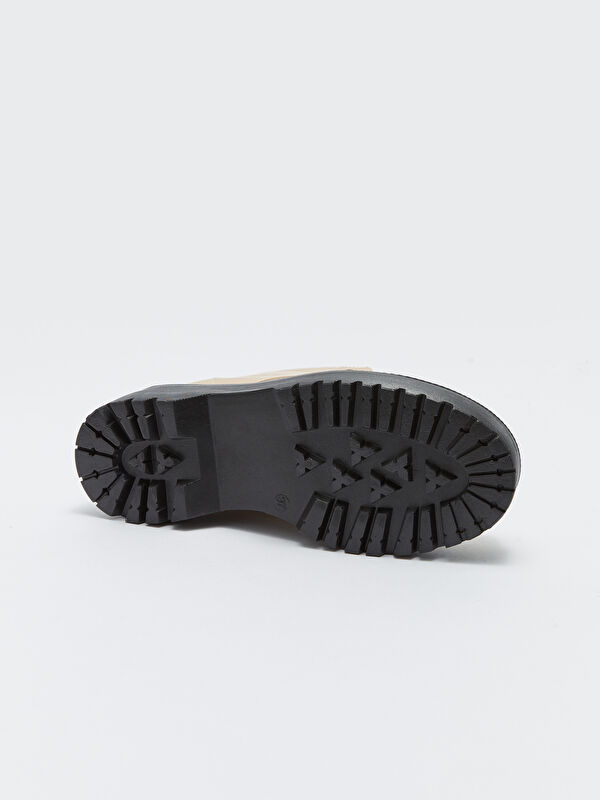 Deri Görünümlü Bağcık ve Fermuarlı Kadın Bot - Görsel 9