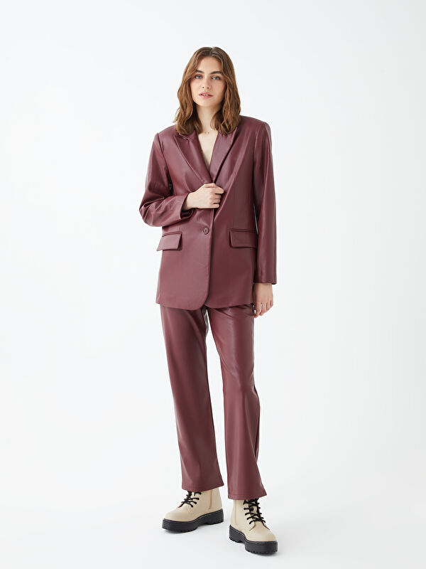 Deri Görünümlü Bağcık ve Fermuarlı Kadın Bot - Görsel 4