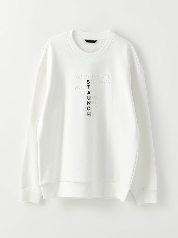 Crew Neck Printed Men's Thick Sweatshirt -W2AD37Z8-R5B - LC