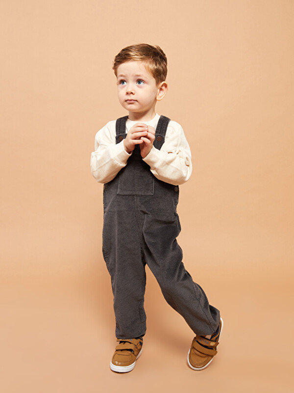 LCW baby Kare Yaka Basic Erkek Bebek Kadife Salopet - W2AI51Z1-R3Y