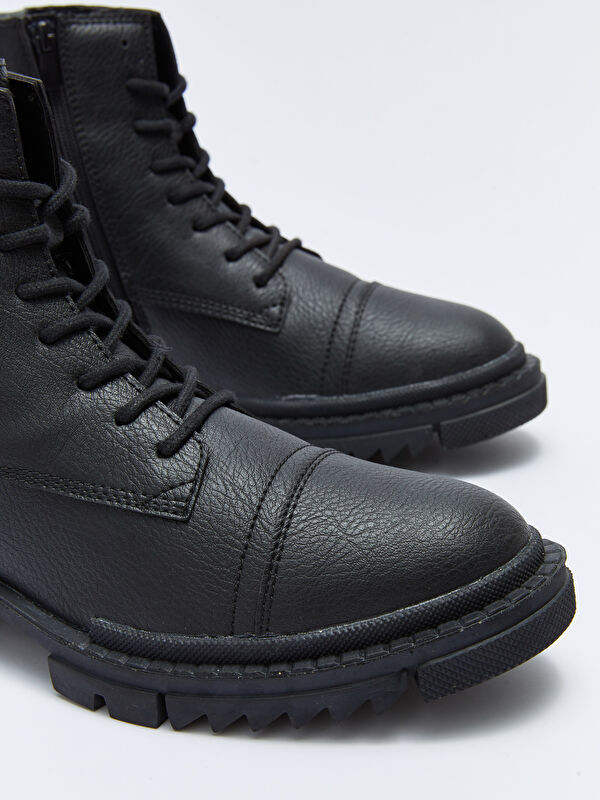 Deri Görünümlü Bağcıklı Erkek Bot - Görsel 4