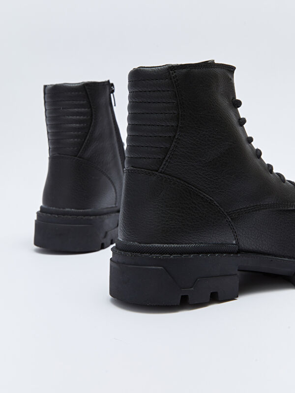 Deri Görünümlü Bağcıklı Erkek Bot - Görsel 6