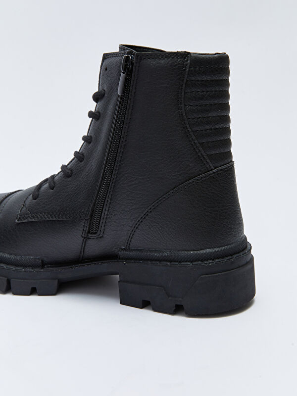 Deri Görünümlü Bağcıklı Erkek Bot - Görsel 7