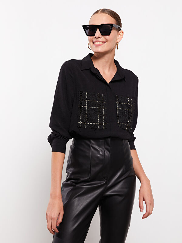 LCWAIKIKI Classic Patterned Long Sleeve Women's Shirt with Button Closure on the Front