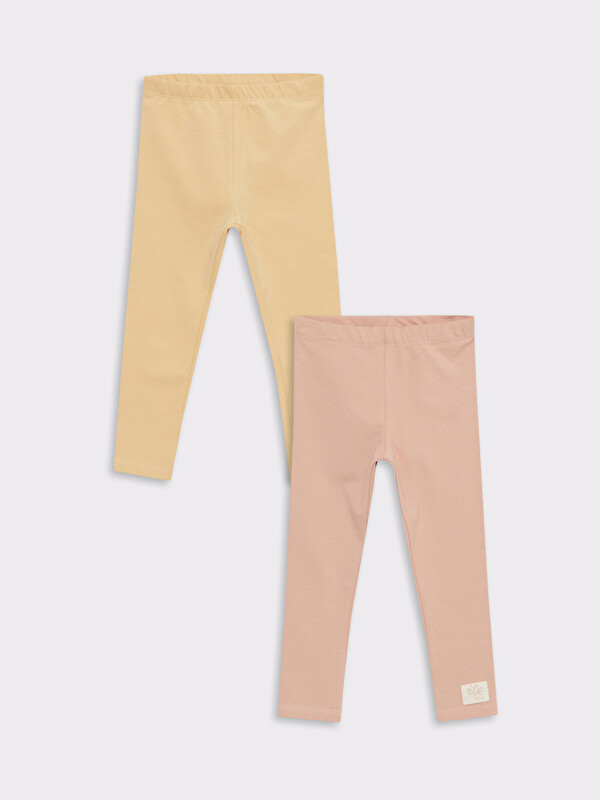 LCW baby Elastic Waist Cotton Baby Girl Tights 2-Pack