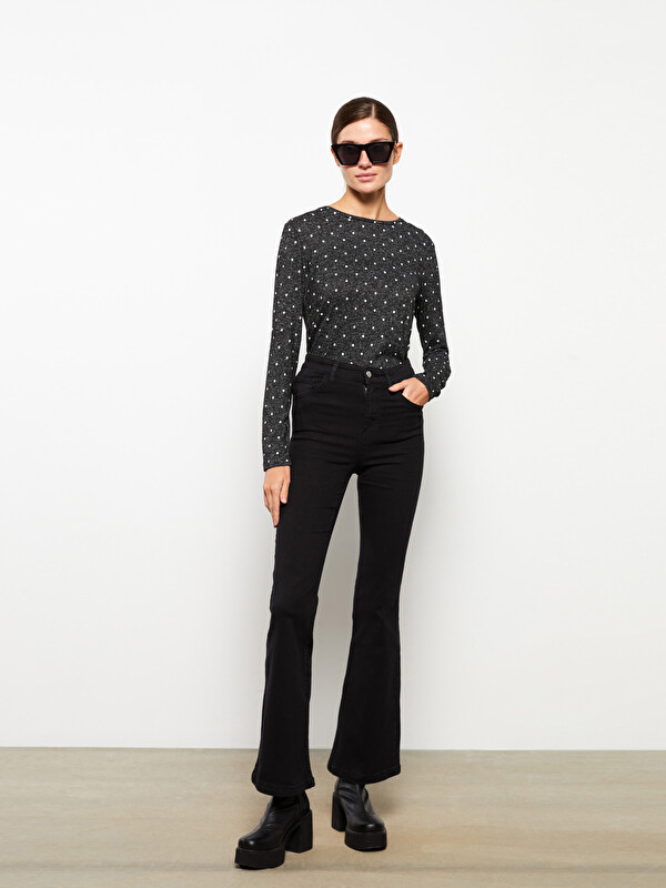 LCW ECO High Waisted Slim Fit Regular Pocket Detailed Women's Denim Trousers