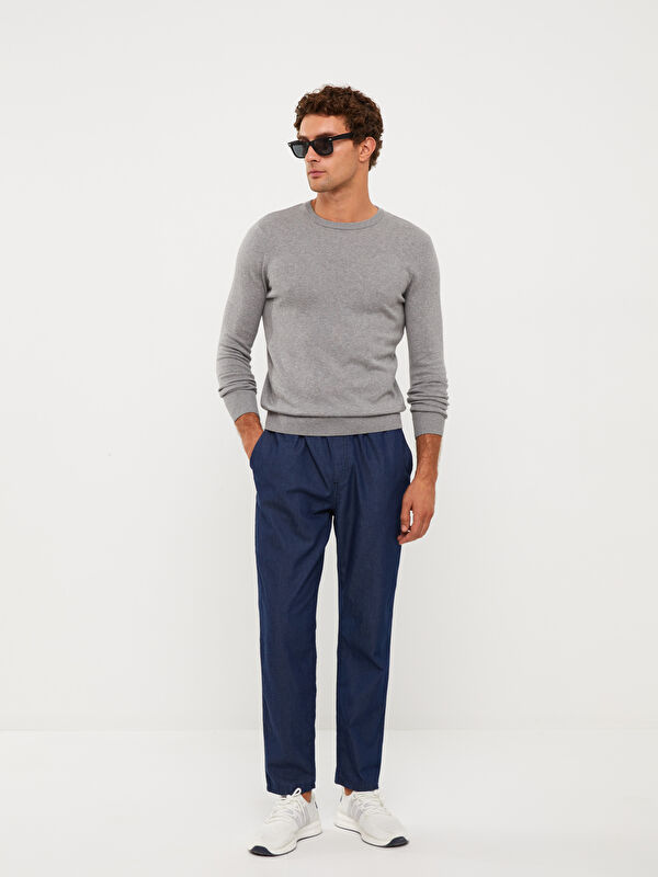LCWAIKIKI Basic Crew Neck Long Sleeve Men's Tricot Sweater