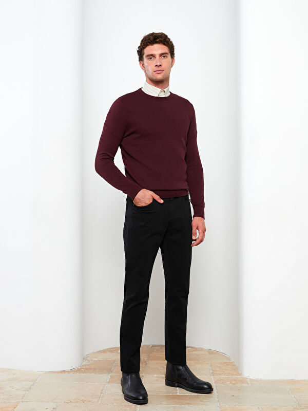 LCWAIKIKI Basic Crew Neck Long Sleeve Men's Tricot Sweater