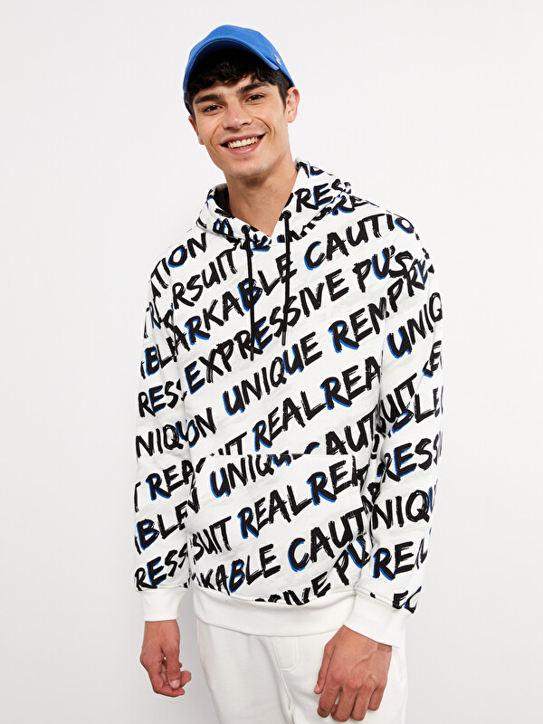 XSIDE Sweatshirt à Capuche Épais Imprimé pour Hommes à Manches Longues