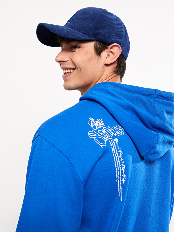XSIDE Uzun Kollu Baskılı Erkek Kalın Hoodie