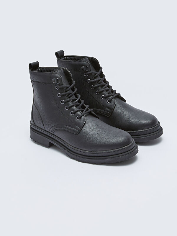 Deri Görünümlü Bağcıklı Erkek Bot - Görsel 2