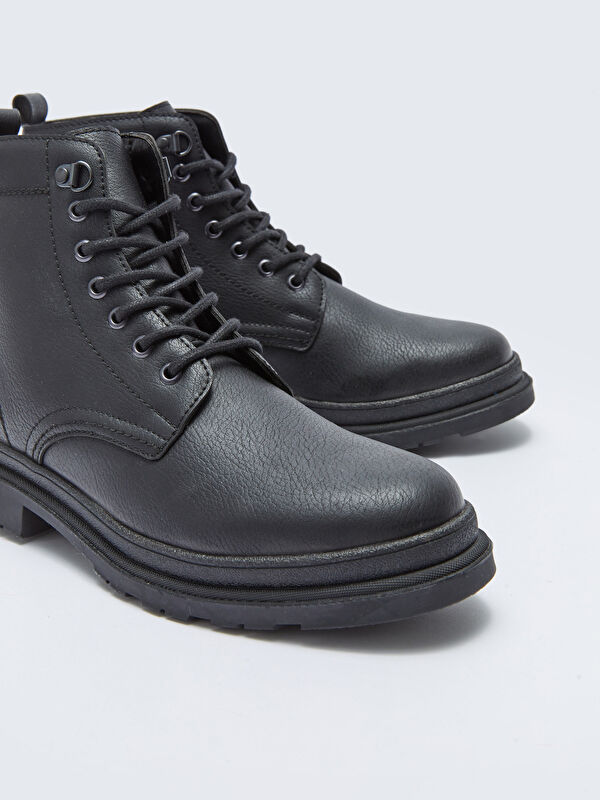 Deri Görünümlü Bağcıklı Erkek Bot - Görsel 4