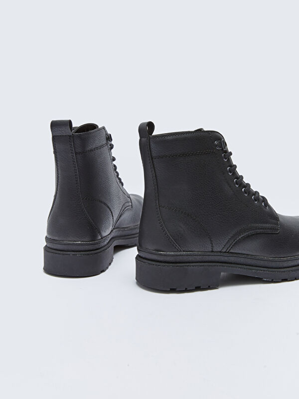 Deri Görünümlü Bağcıklı Erkek Bot - Görsel 6