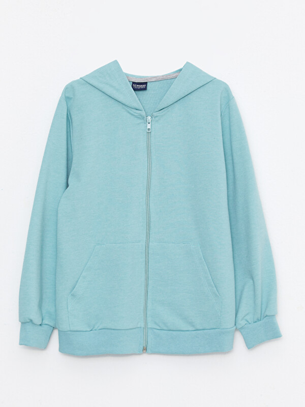 LCW ECO Hooded Basic Long Sleeve Boys' Zippered Sweatshirt